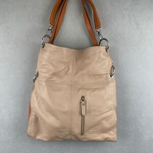 Toro Firenze Italian Leather Convertible Hobo Bag Beige Cognac Shoulder Bag Luxe